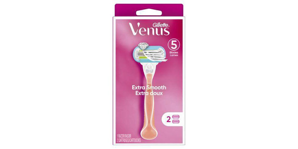 slide 5 of 6, Venus Extra Smooth Pink Women's Razor + 2 Razor Blade Refills, 1 ct