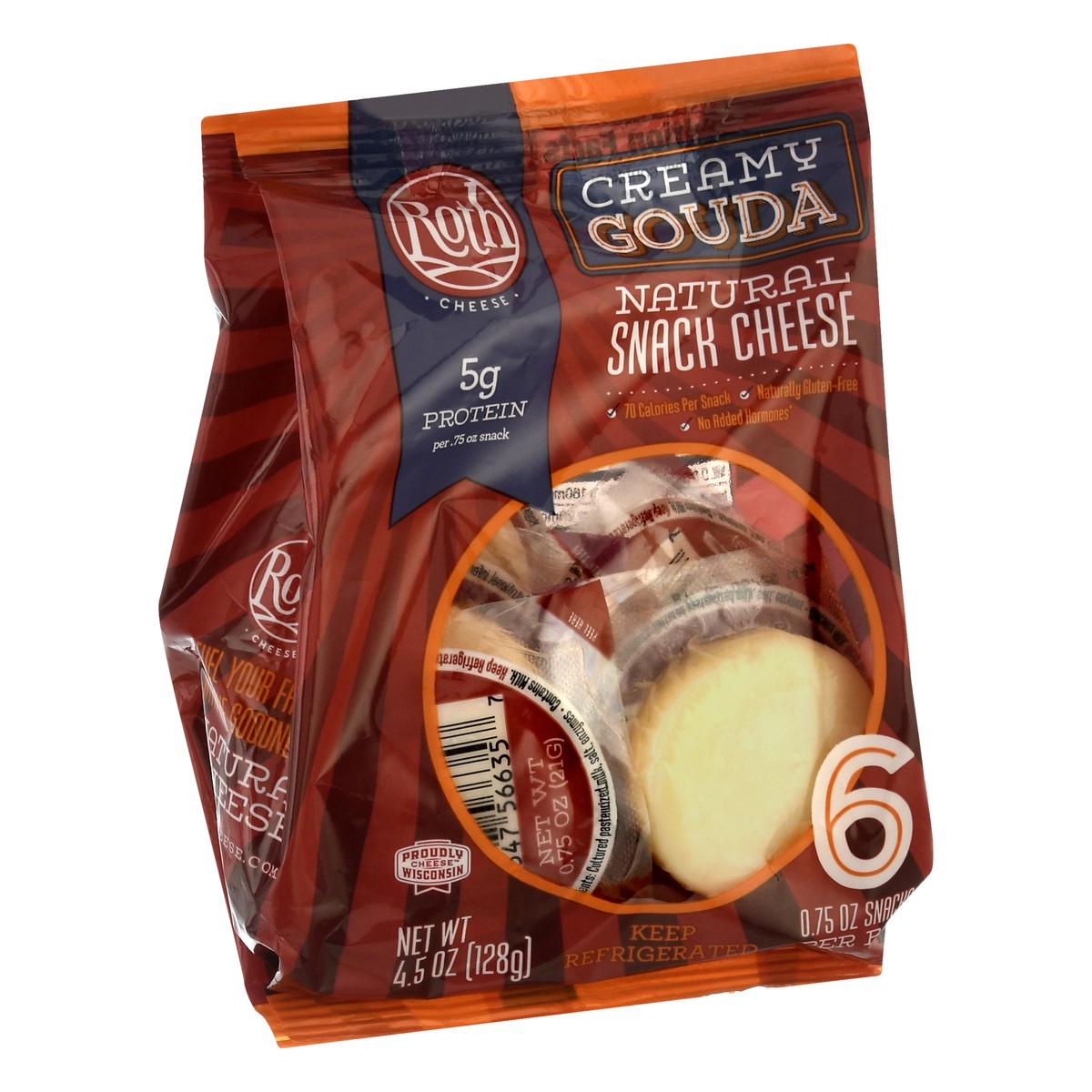 slide 2 of 9, Roth Natural Creamy Gouda Snack Cheese 6 ea, 6 ct; 0.75 oz