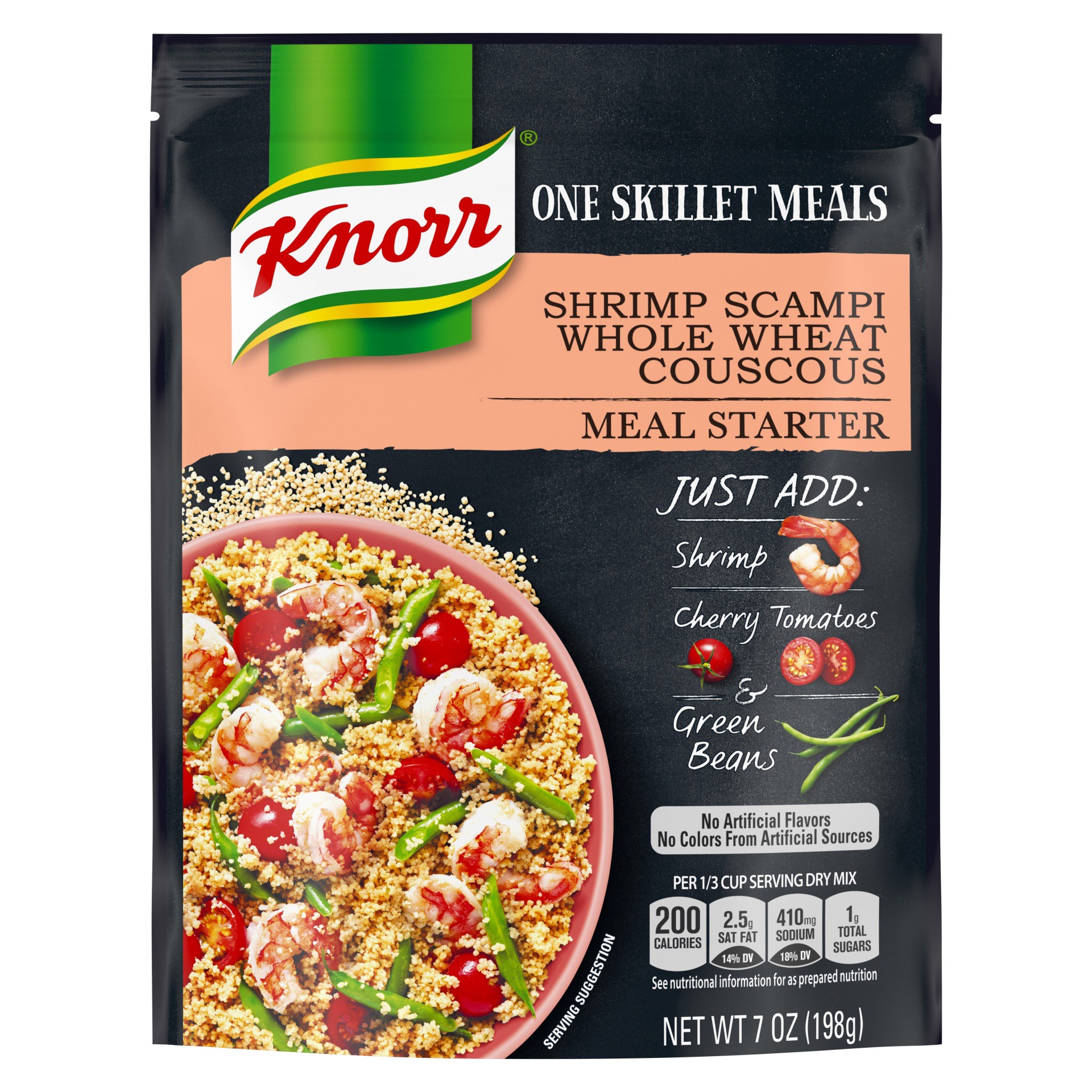 slide 1 of 6, Knorr One Skillet Meals Shrimp Scampi Whole Wheat Couscous Meal Starter, 7 oz