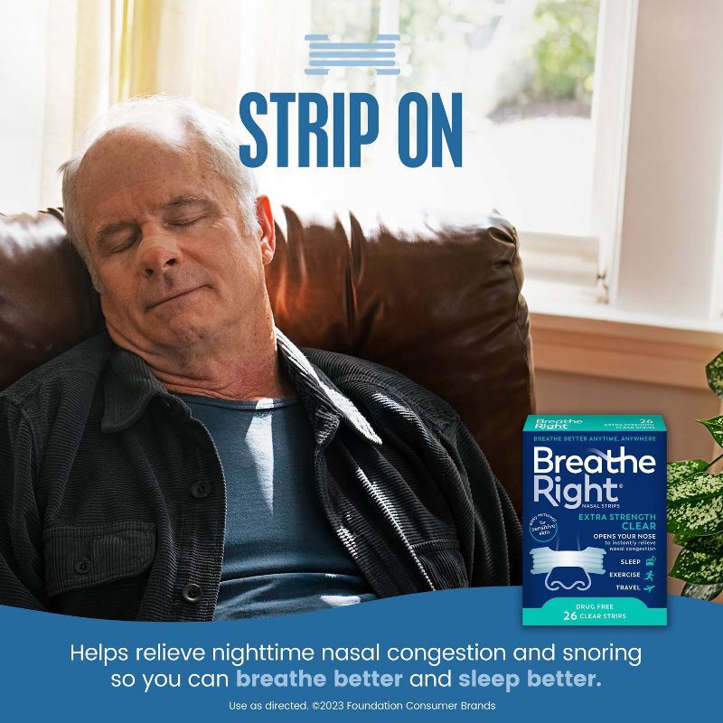 slide 2 of 11, Breathe Right Extra Strength Drug-Free Clear Nasal Strips - 26ct, 26 ct