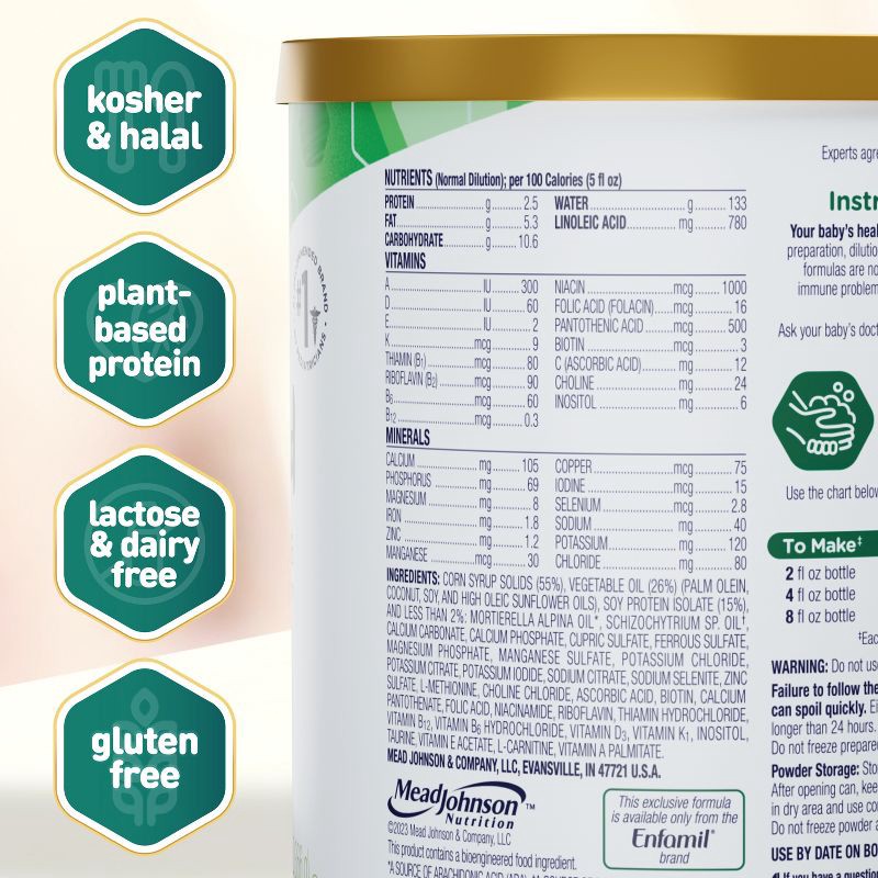 slide 3 of 13, Enfamil Prosobee Plant-Based Soy Powder Infant Formula - 20.9oz, 20.9 oz