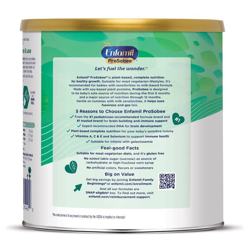 slide 13 of 13, Enfamil Prosobee Plant-Based Soy Powder Infant Formula - 20.9oz, 20.9 oz