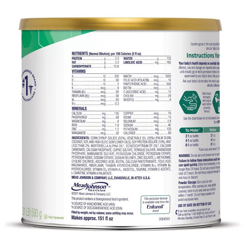 slide 11 of 13, Enfamil Prosobee Plant-Based Soy Powder Infant Formula - 20.9oz, 20.9 oz