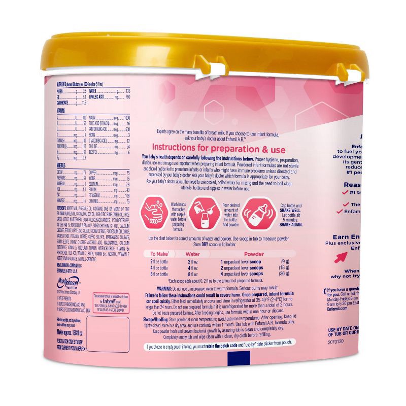 slide 12 of 14, Enfamil A.R. Powder Infant Formula - 19.5oz, 19.5 oz