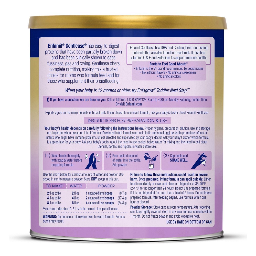 Enfamil Gentlease Infant Formula With Iron MilkBased Powder Through 12