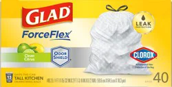 Glad ForceFlex 13 Gallon Drawstring Tall Clean Citrus Kitchen Bags 40 ea