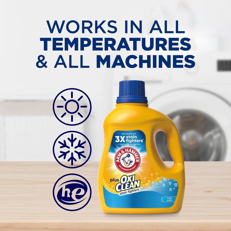 slide 9 of 10, Arm & Hammer Fresh Scent Plus OxiClean HE Liquid Laundry Detergent 77 Loads - 100.5 fl oz, 100.5 fl oz