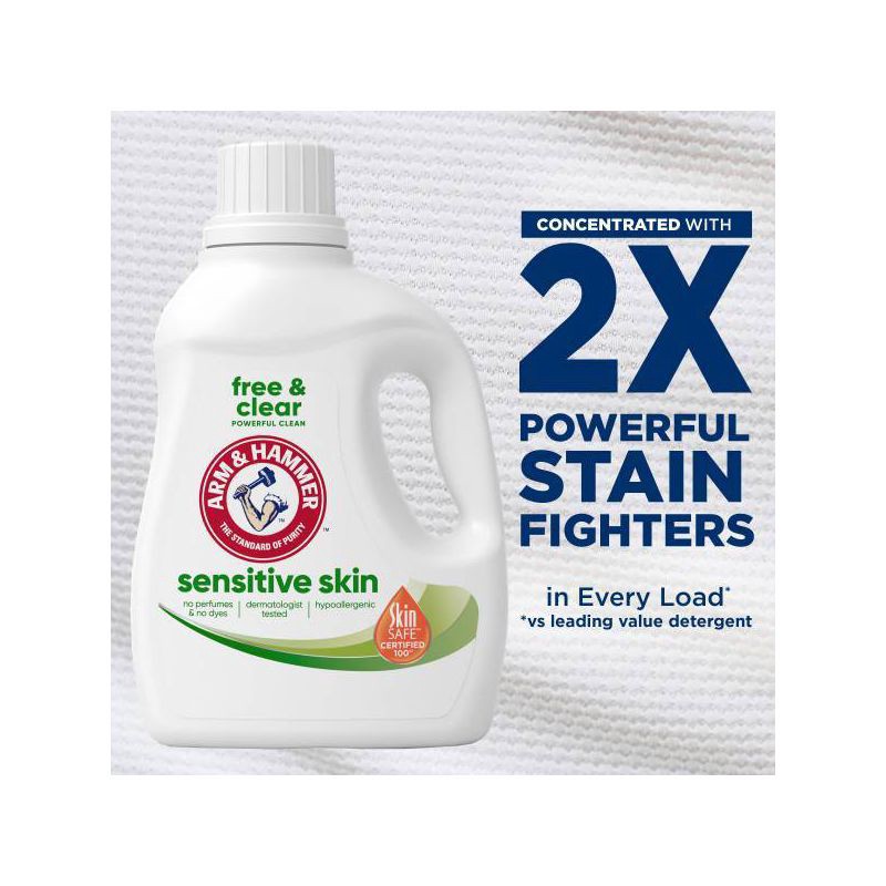 slide 13 of 13, Arm & Hammer Free & Clear Sensitive Skin HE Liquid Laundry Detergent 105 Loads - 105 fl oz, 105 fl oz