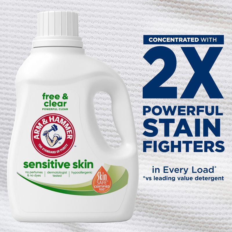 slide 4 of 13, Arm & Hammer Free & Clear Sensitive Skin HE Liquid Laundry Detergent 105 Loads - 105 fl oz, 105 fl oz