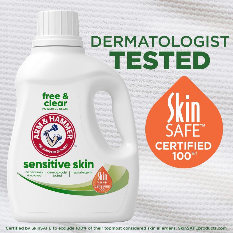 slide 7 of 13, Arm & Hammer Free & Clear Sensitive Skin HE Liquid Laundry Detergent 105 Loads - 105 fl oz, 105 fl oz
