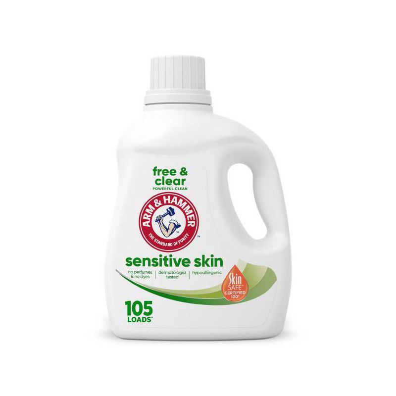 slide 11 of 13, Arm & Hammer Free & Clear Sensitive Skin HE Liquid Laundry Detergent 105 Loads - 105 fl oz, 105 fl oz