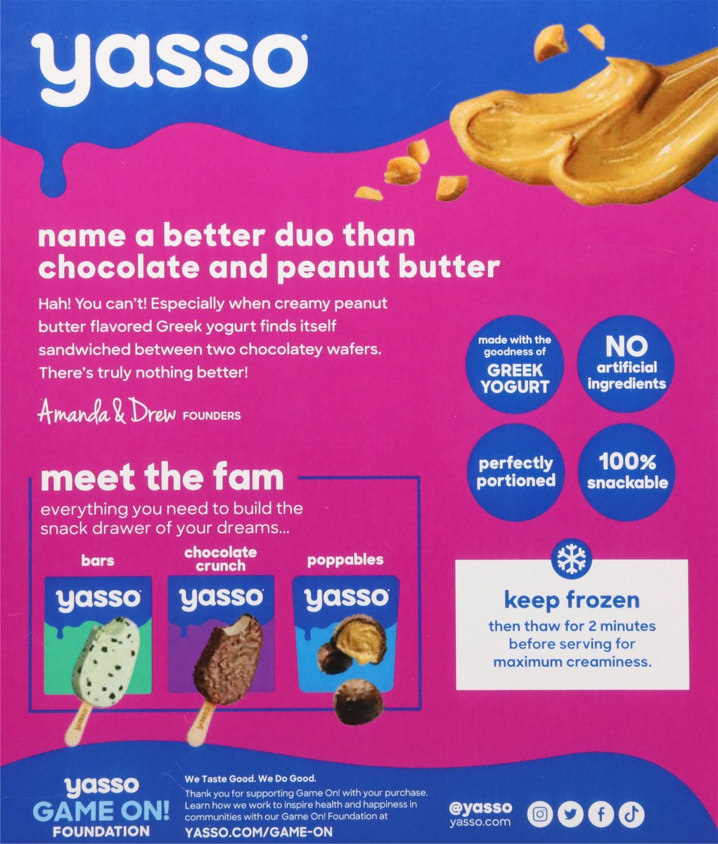 slide 14 of 14, Yasso Chocolate Peanut Butter Greek Yogurt Sandwiches 3 - 3.5 fl oz ea, 3 ct
