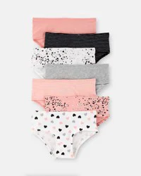 Carter&#x27;s Carters Girls 7-Pack Heart Print Brief Underwear - Black/White/Orange Multi 14