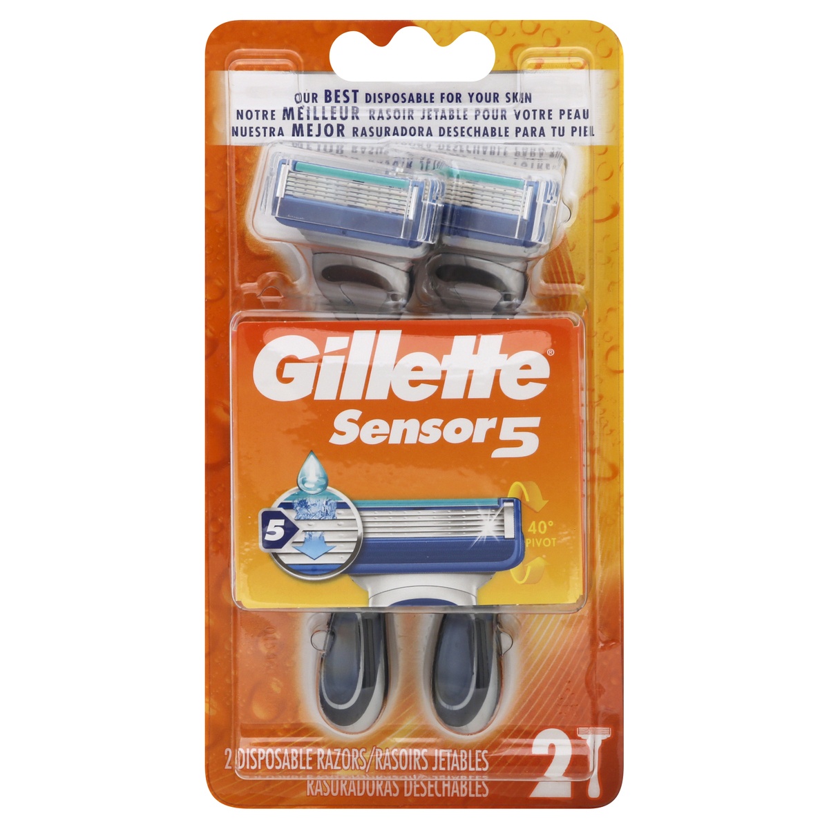 slide 1 of 1, Gillette Sensor5 Men's Disposable Razors, 2 Count, 2 ct