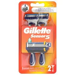 Gillette Sensor5 Men's Disposable Razors, 2 Count