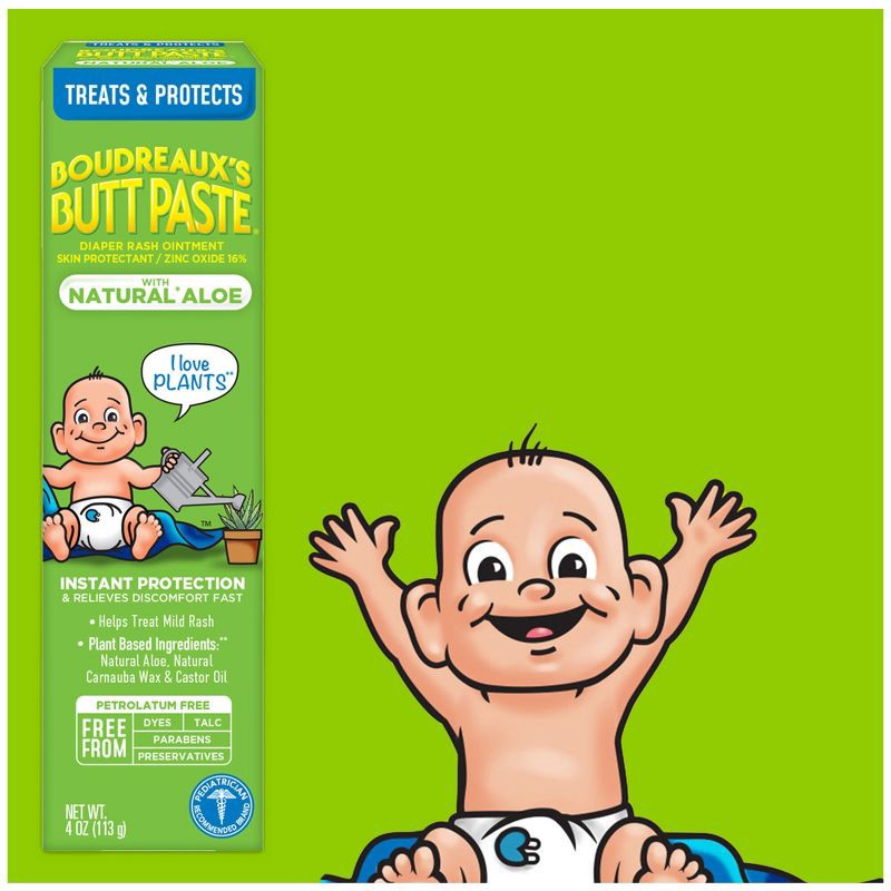 slide 2 of 8, Boudreaux's BP Boudreaux's Butt Paste Baby Diaper Rash Cream with Natural Aloe - 4oz, 4 oz