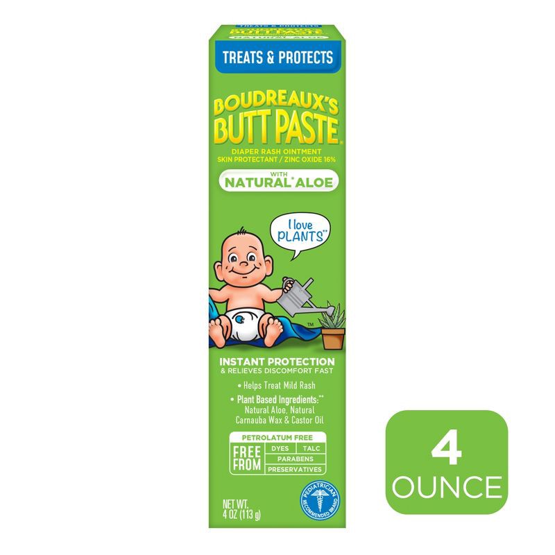 slide 1 of 8, Boudreaux's BP Boudreaux's Butt Paste Baby Diaper Rash Cream with Natural Aloe - 4oz, 4 oz