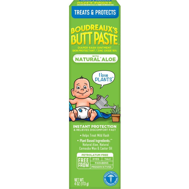 slide 8 of 8, Boudreaux's BP Boudreaux's Butt Paste Baby Diaper Rash Cream with Natural Aloe - 4oz, 4 oz