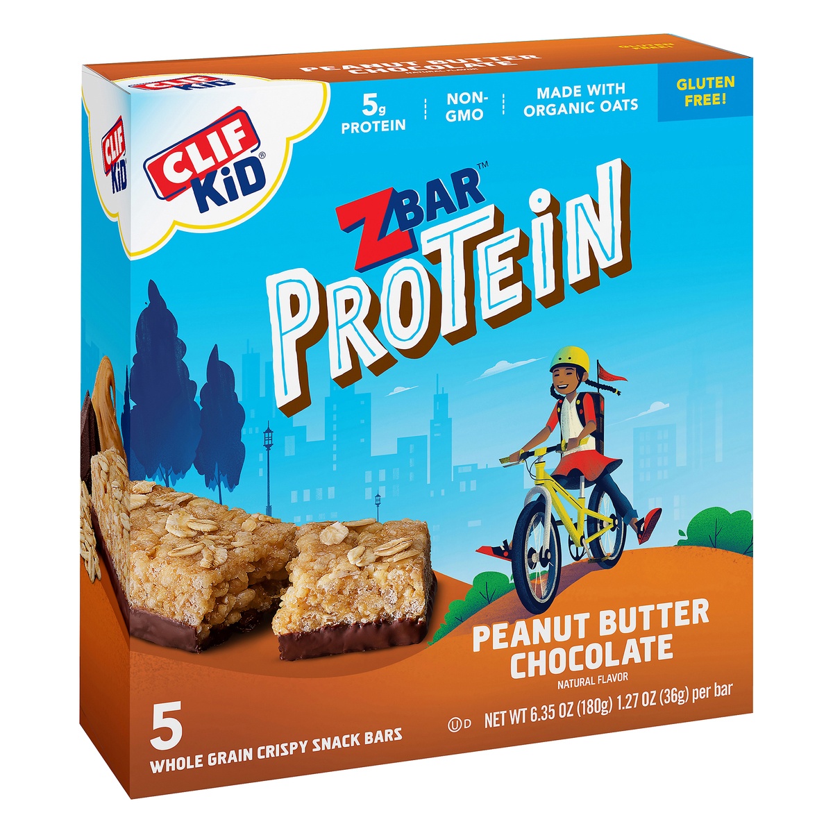 slide 2 of 10, CLIF Kid Peanut Butter Chocolate Protein Snack Bars, 5 ct; 1.27 oz