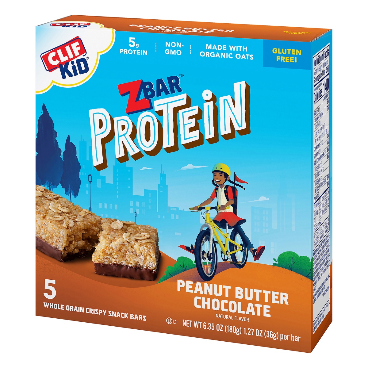 slide 3 of 10, CLIF Kid Peanut Butter Chocolate Protein Snack Bars, 5 ct; 1.27 oz