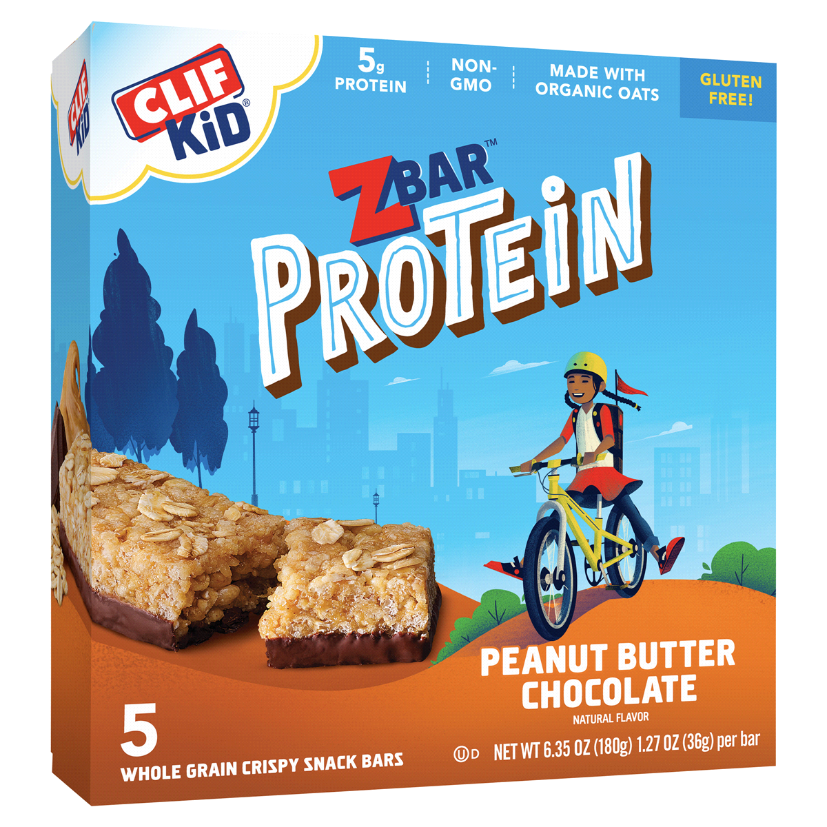 slide 1 of 10, CLIF Kid Peanut Butter Chocolate Protein Snack Bars, 5 ct; 1.27 oz