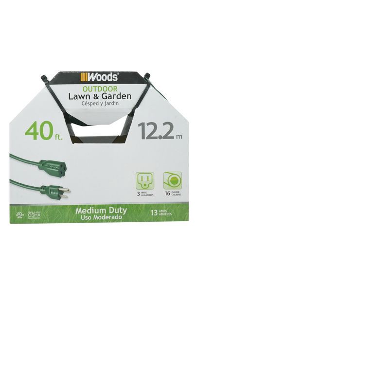 slide 1 of 3, Woods International Woods 40' Extension Cord Green, 1 ct