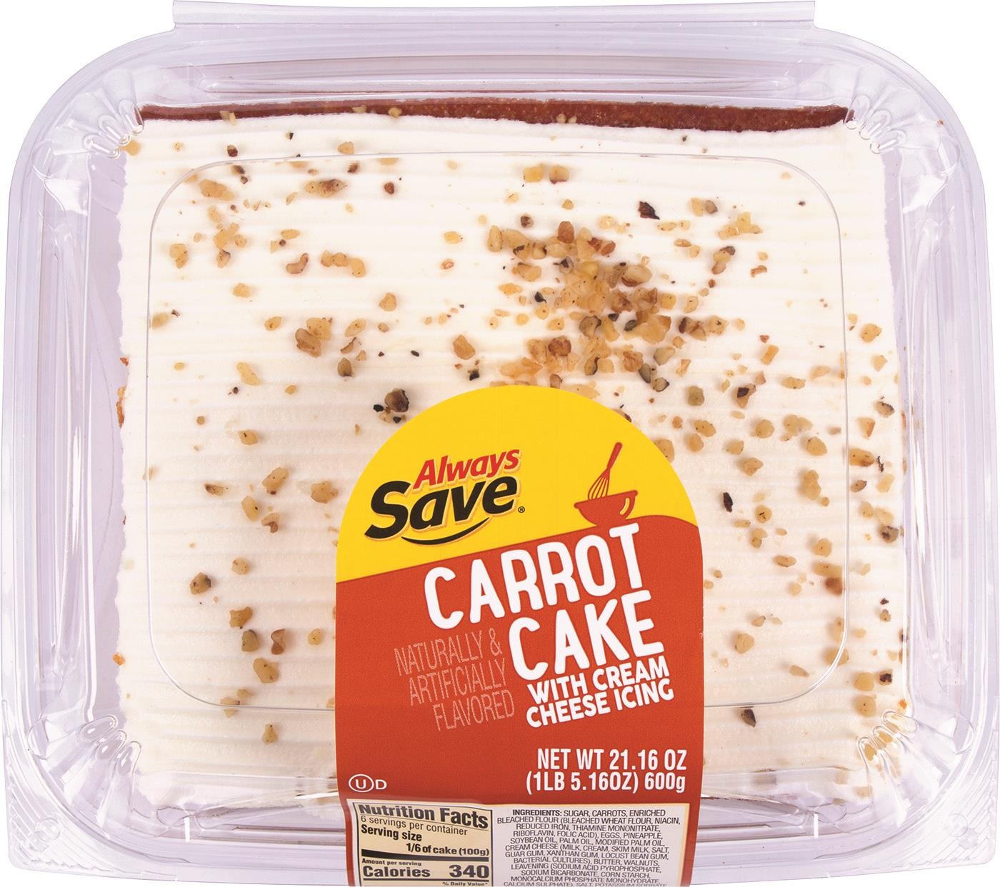 slide 1 of 1, Always Save Carrot Cake Square, 21.2 oz