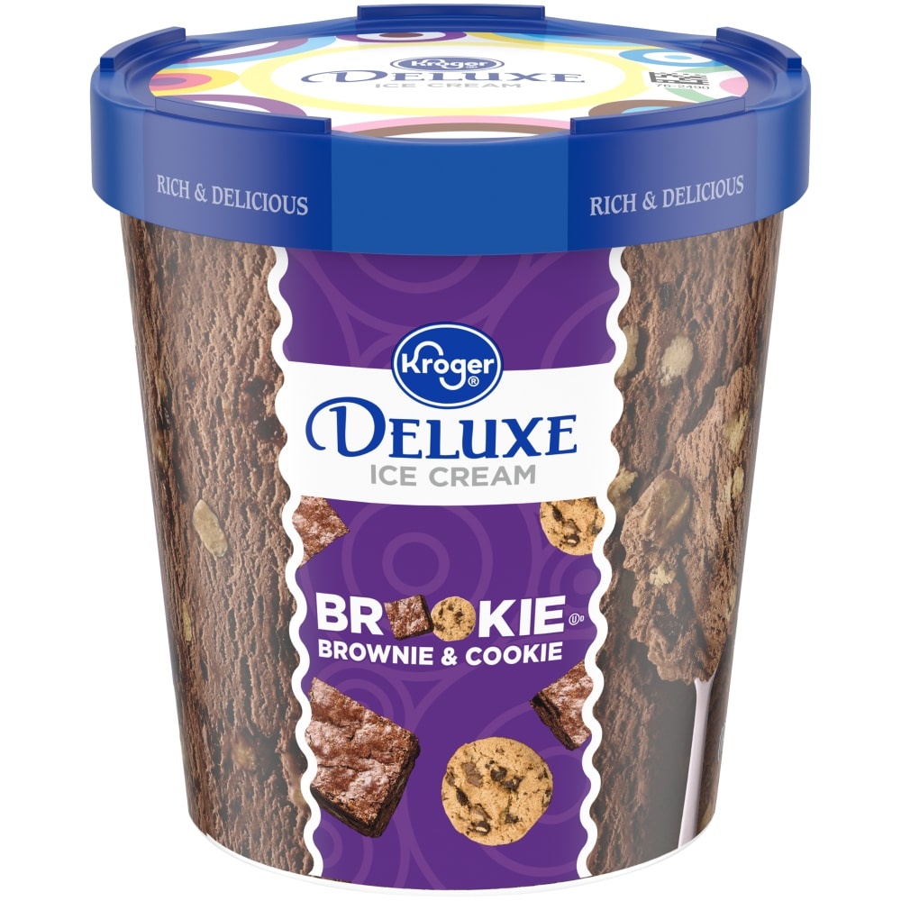 slide 1 of 1, Kroger Deluxe Brookie Brownie & Cookie Ice Cream, 1 pint