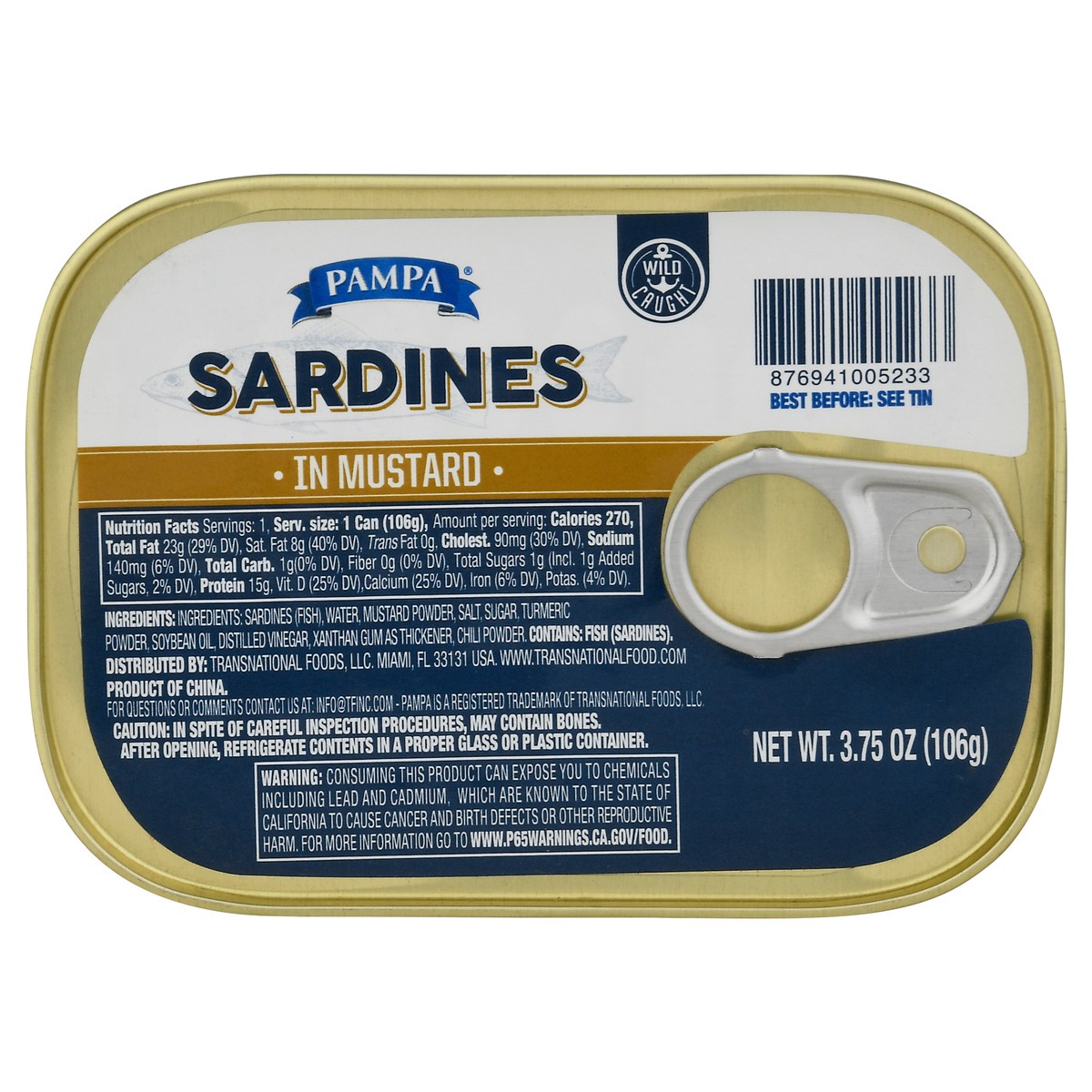 slide 13 of 14, Pampa Wild Caught Sardines in Mustard 3.75 oz, 3.75 oz