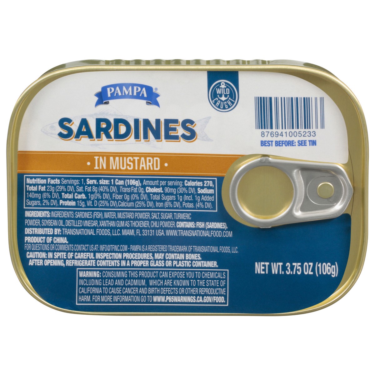 slide 1 of 14, Pampa Wild Caught Sardines in Mustard 3.75 oz, 3.75 oz