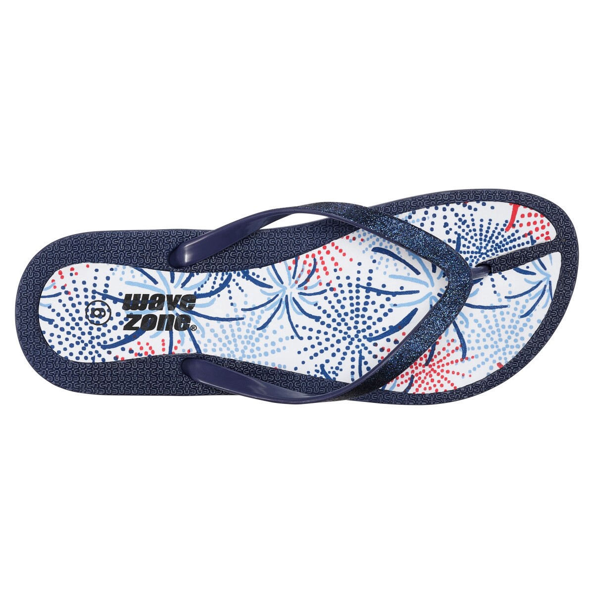 slide 9 of 21, Wave Zone Women's Fireworks Beach Sandals, Navy, Size 8, 1 ct