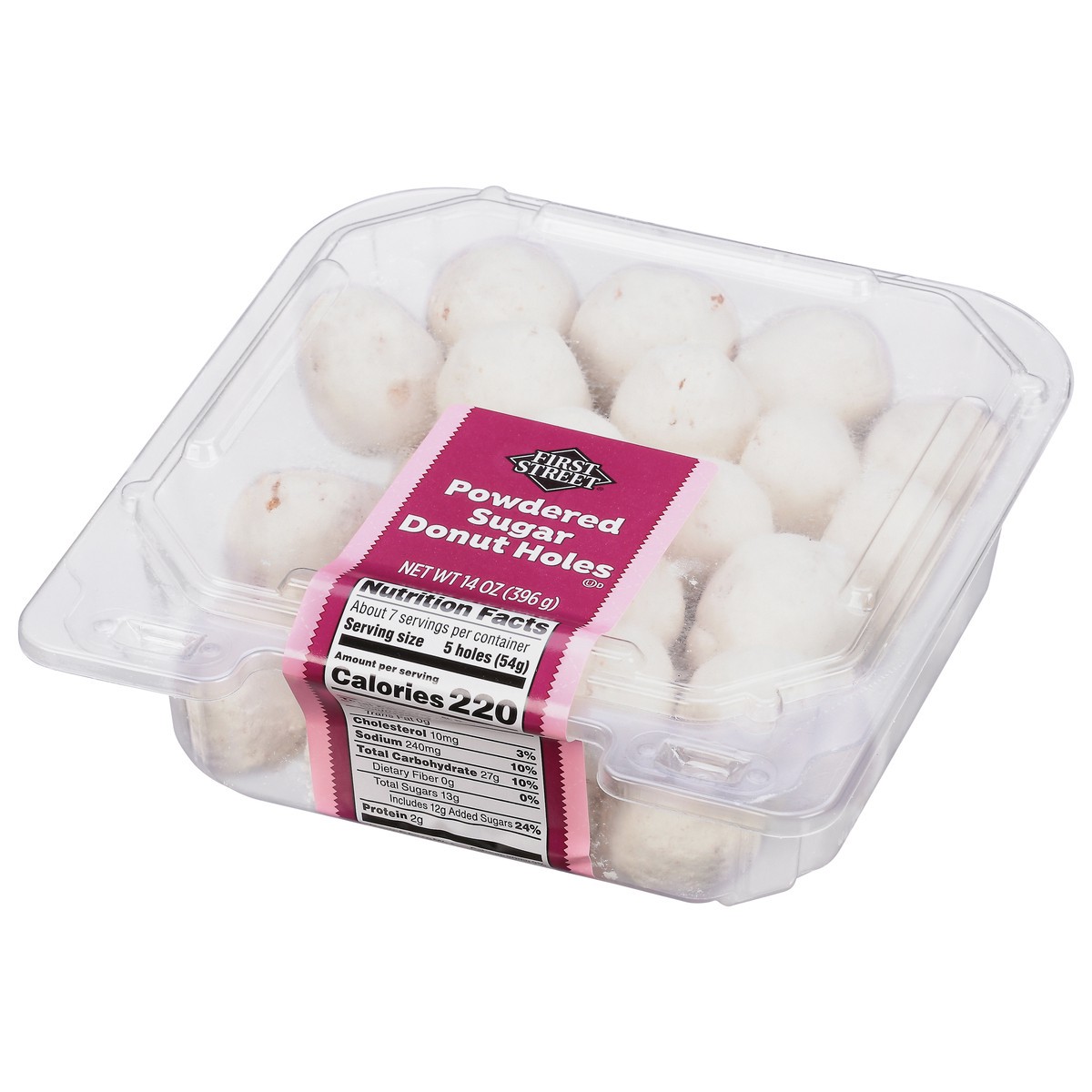 slide 7 of 14, First Street Powdered Donut Holes, 14 oz