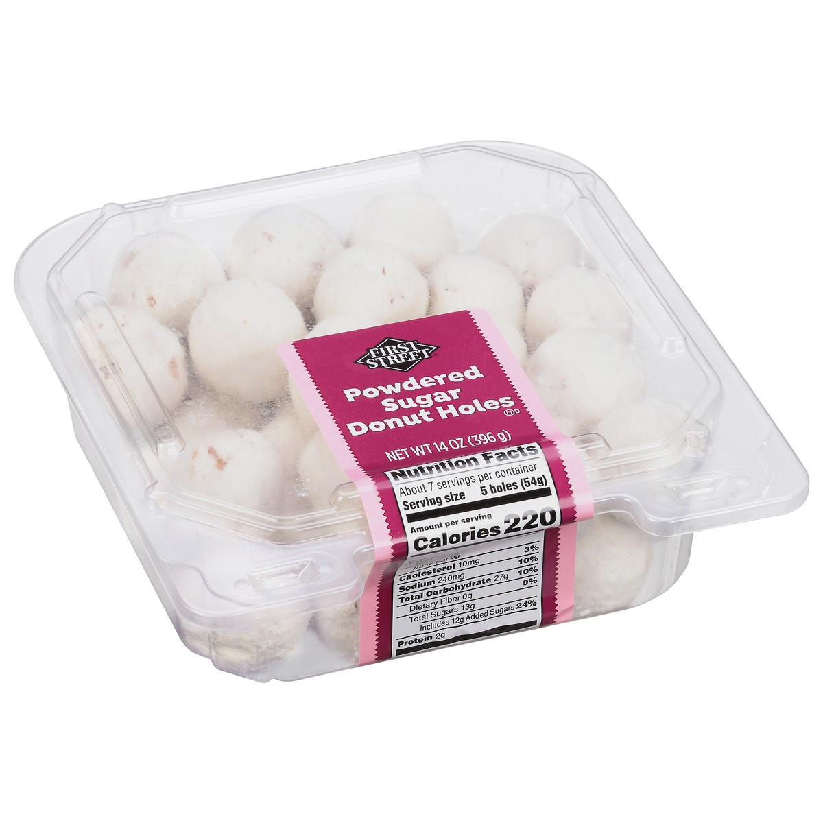 slide 12 of 14, First Street Powdered Donut Holes, 14 oz