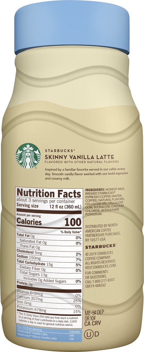 slide 6 of 8, Starbucks Skinny Vanilla Latte Iced Espresso 40 oz, 40 oz