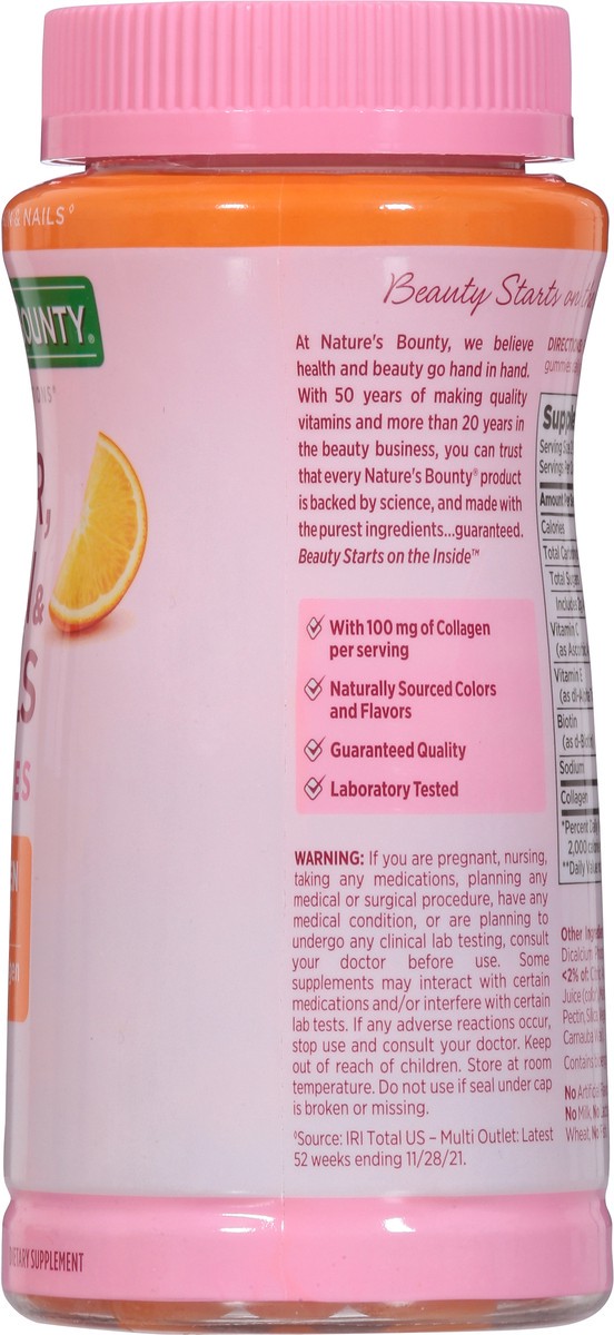 slide 8 of 9, Nature's Bounty Optimal Solutions 100 mg Tropical Citrus Flavored Hair, Skin & Nails 80 Gummies, 80 ct