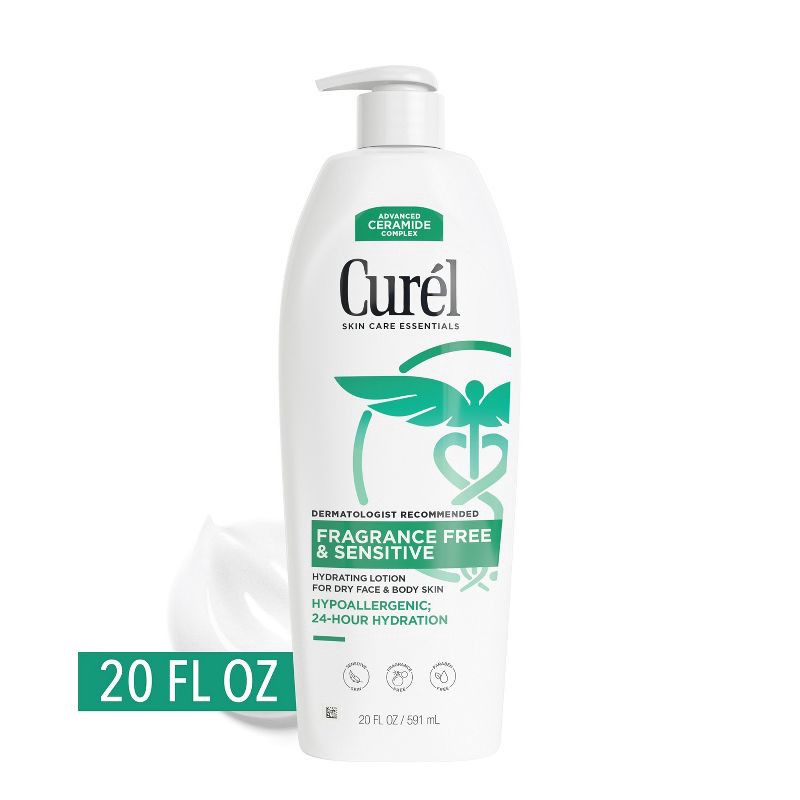 slide 1 of 10, Curel Fragrance Free Body Lotion, Hand Moisturizer For Sensitive Skin, Advanced Ceramide Complex Unscented - 20 fl oz, 20 fl oz