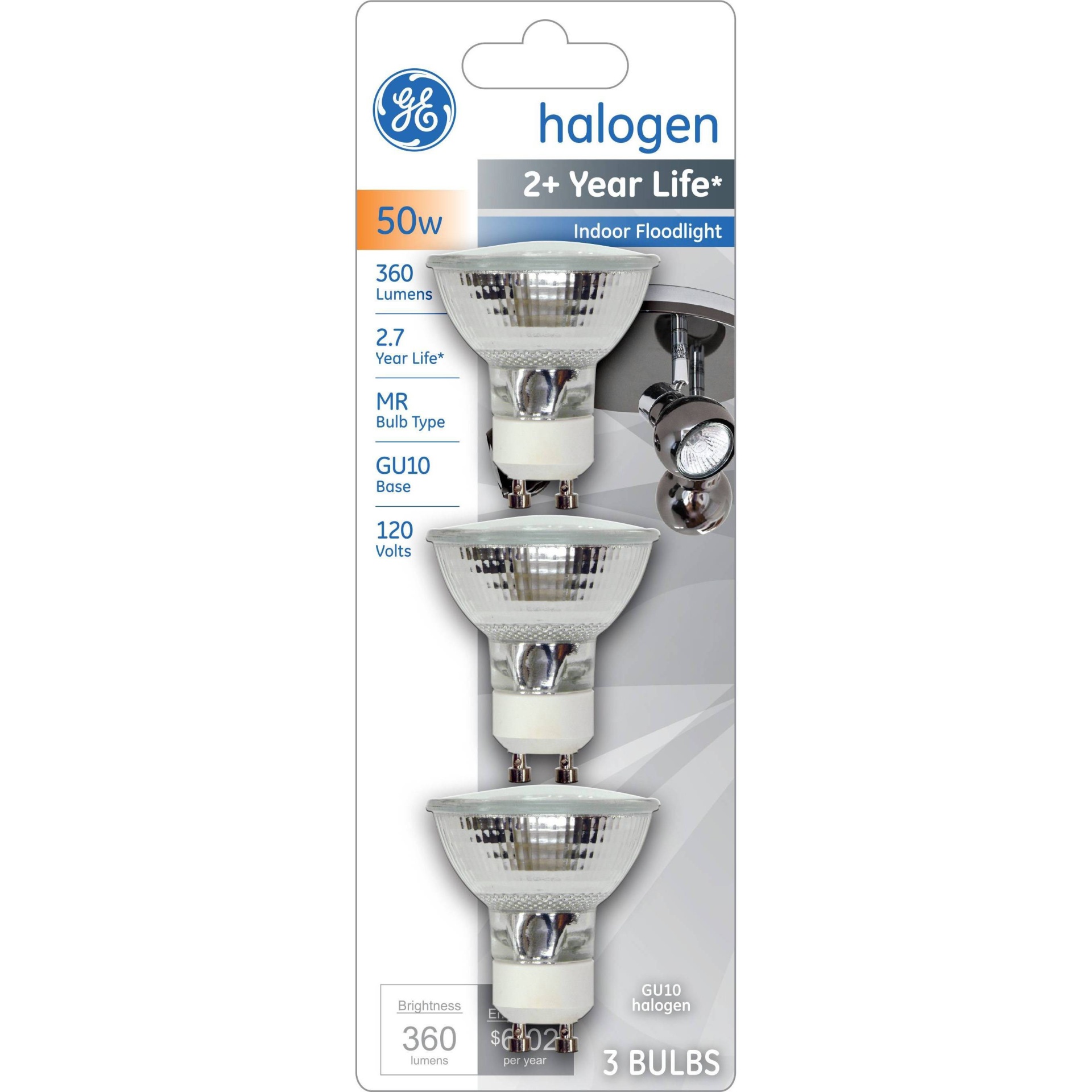 slide 1 of 3, GE Household Lighting GE 50w 3pk GU10 Halogen Light Bulb White, 3 ct