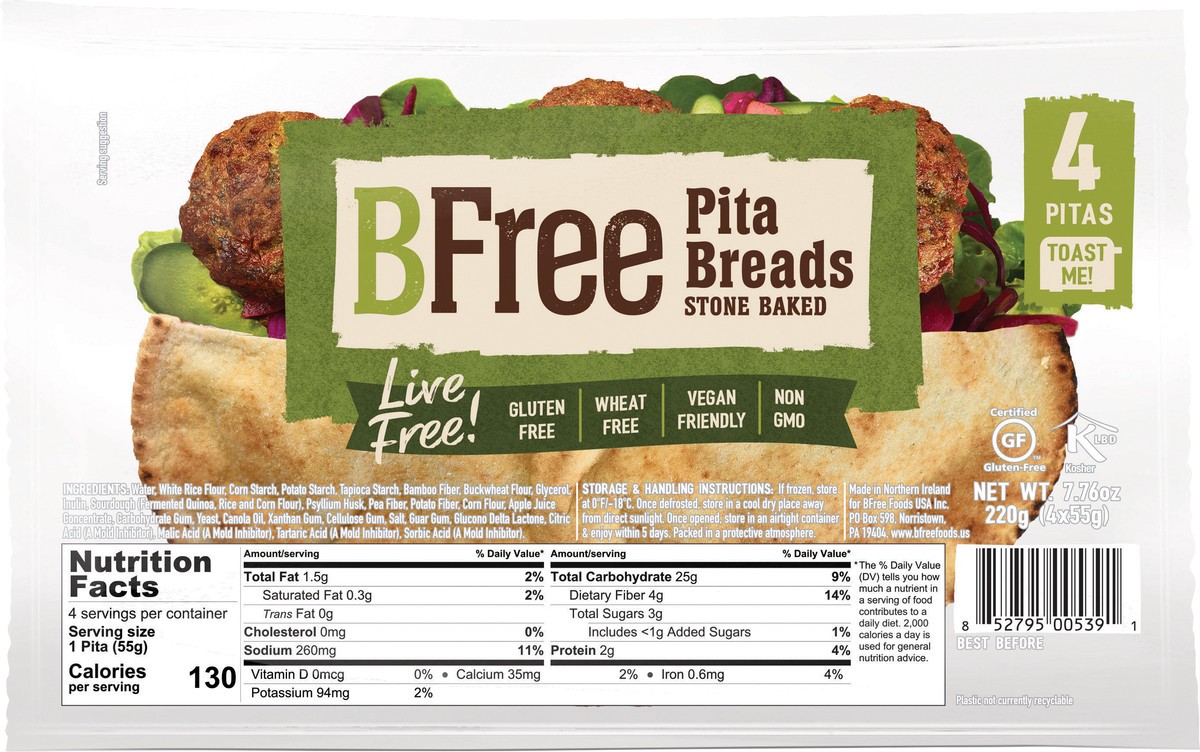 slide 4 of 7, BFree Gluten Free Stone Baked Pita Bread, 7.76 oz