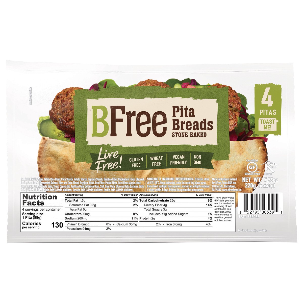 slide 5 of 7, BFree Gluten Free Stone Baked Pita Bread, 7.76 oz