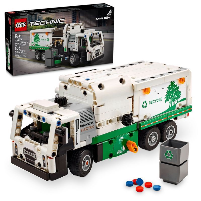 slide 1 of 6, LEGO Technic Mack LR Electric Garbage Truck Toy for Kids 42167, 1 ct