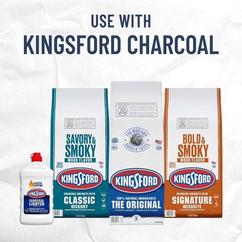 slide 7 of 9, Kingsford 32oz Odorless Charcoal Lighter Fluid Bottle: Quick BBQ Start, No Aftertaste, 32 oz