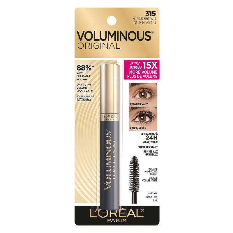 slide 9 of 10, L'Oreal Paris Voluminous Mascara - 315 Black Brown - 0.28 fl oz, 0.28 fl oz