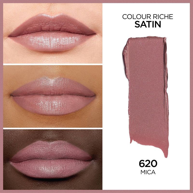 slide 2 of 6, L'Oreal Paris Colour Riche Original Satin Lipstick for Moisturized Lips - 620 Mica - 0.13oz, 0.13 oz