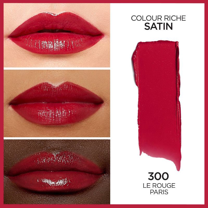 slide 2 of 8, L'Oreal Paris Colour Riche Original Satin Lipstick for Moisturized Lips - 300 Le Rouge Paris - 0.13oz, 0.13 oz