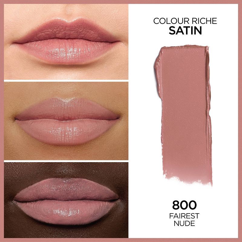 slide 2 of 6, L'Oreal Paris Colour Riche Original Satin Lipstick for Moisturized Lips - 800 Fairest Nude - 0.13oz, 0.13 oz