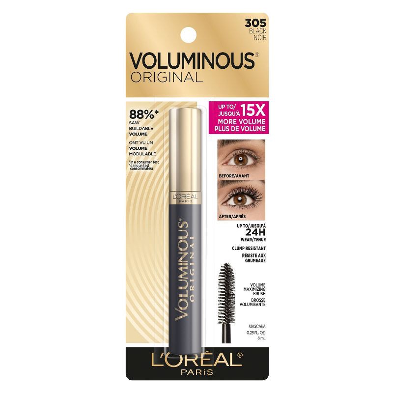 slide 9 of 10, L'Oreal Paris Voluminous Washable Mascara - 305 Black - 0.28 fl oz, 0.28 fl oz