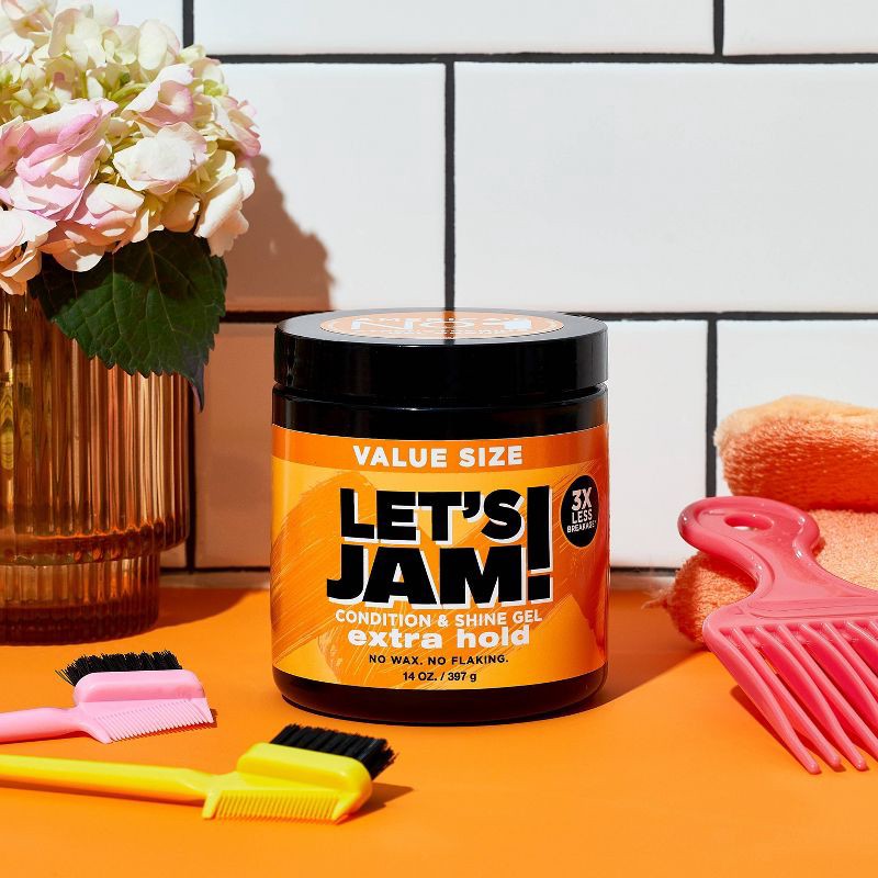 slide 3 of 7, Let's Jam! Conditioning & Shine Extra Hold Styling Hair Gel - 14oz, 14 oz