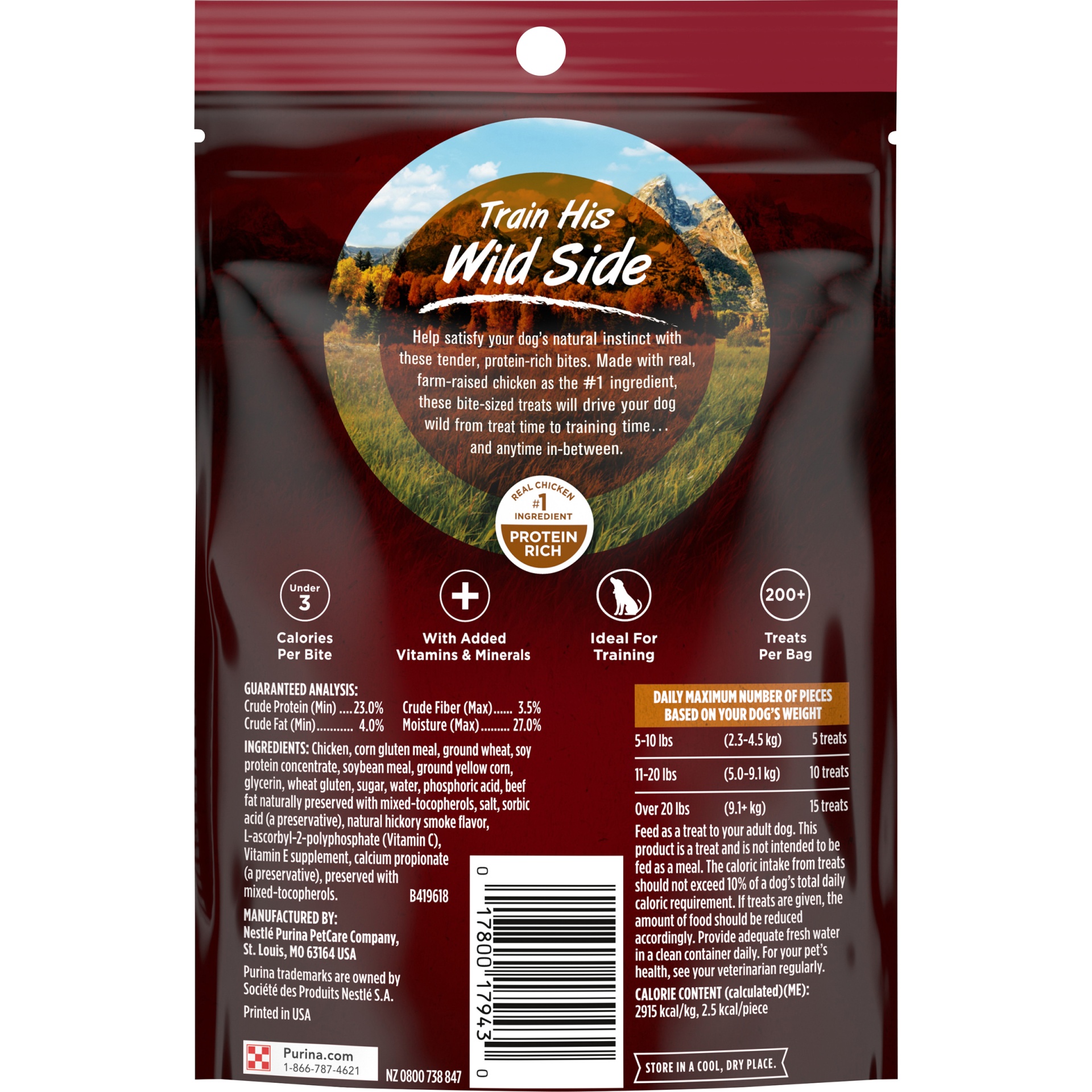 slide 2 of 9, Purina One True Instinct Bites with Farm Raised Chicken Dog Treats, 7 oz