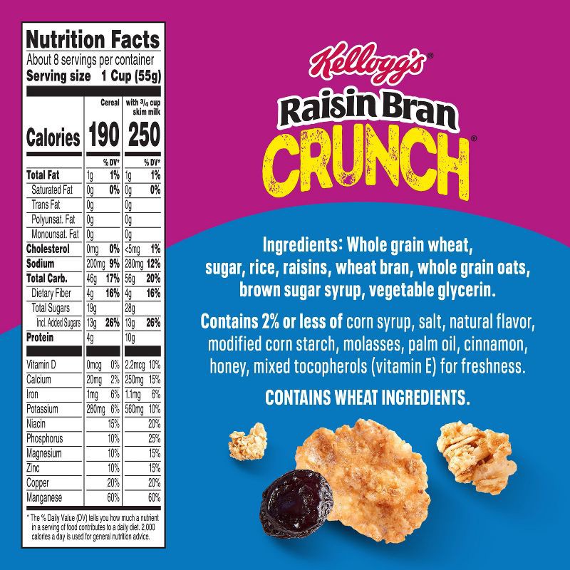 slide 8 of 14, Kellogg's Raisin Bran Crunch Original Breakfast Cereal - 15.4oz, 15.4 oz
