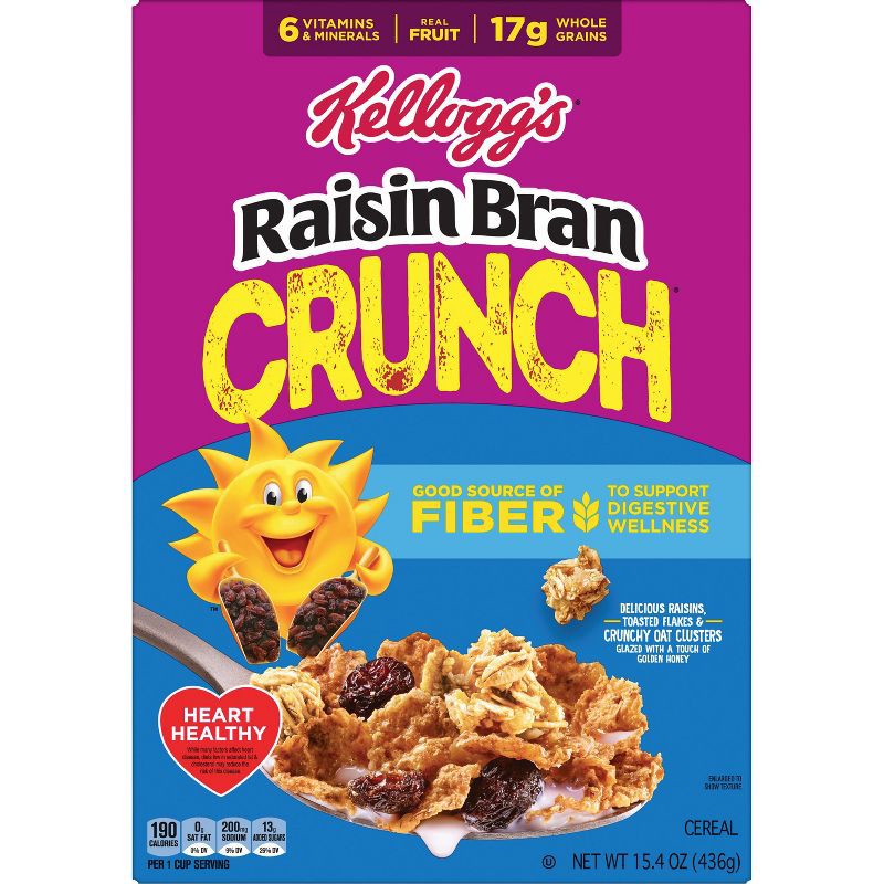 slide 9 of 14, Kellogg's Raisin Bran Crunch Original Breakfast Cereal - 15.4oz, 15.4 oz